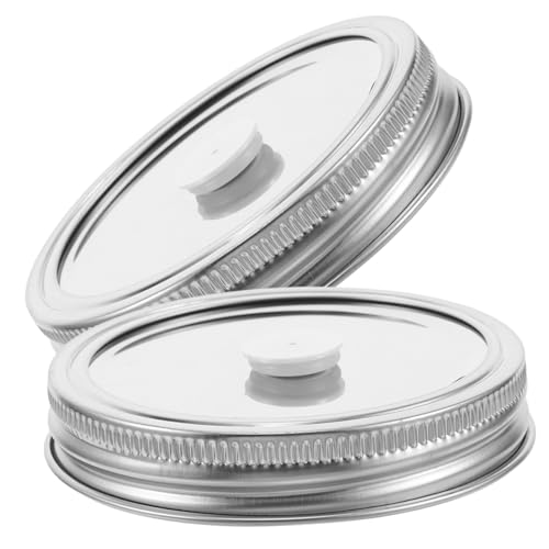 2pcs Stainless Steel Vacuum Sealer Jar Lids for Regular Mouth Jars Food Storage Fermentation Airtight Valve Compatible with Kitchen Sealing Covers