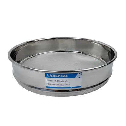120 Mesh Lab Sieves 12" Diameter 304 Stainless Steel Wire Cloth Test Sieve for Industrial Laboratory Home - size: 120 mesh