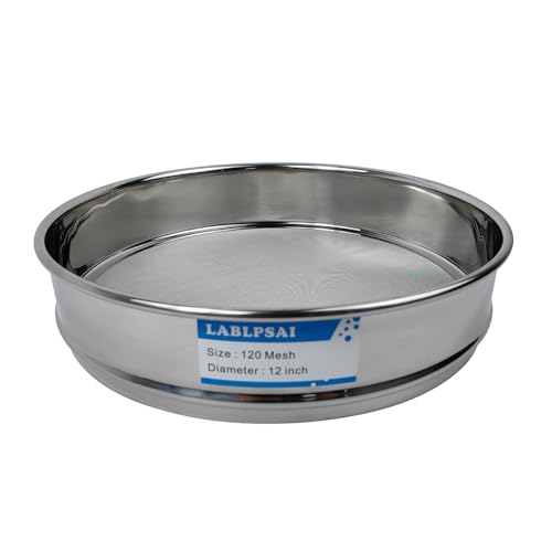 120 Mesh Lab Sieves 12" Diameter 304 Stainless Steel Wire Cloth Test Sieve for Industrial Laboratory Home - size: 120 mesh