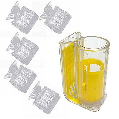 Bee Queen Clips Catcher 5 PCS Plastic Transparent with Bee Queen Marker Bottle Beekeepers Mark Tool (Yellow Marker Bottle +5 pcs Clip)