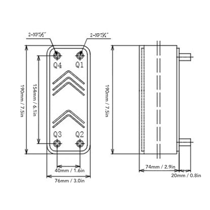 Plate Heat Exchanger, Homebrew Beer Wort Chiller, EATB12‑30 304 Stainless Steel Brazed Plate Heat Exchanger for Floor Heating, Water Heating, Snow Melting