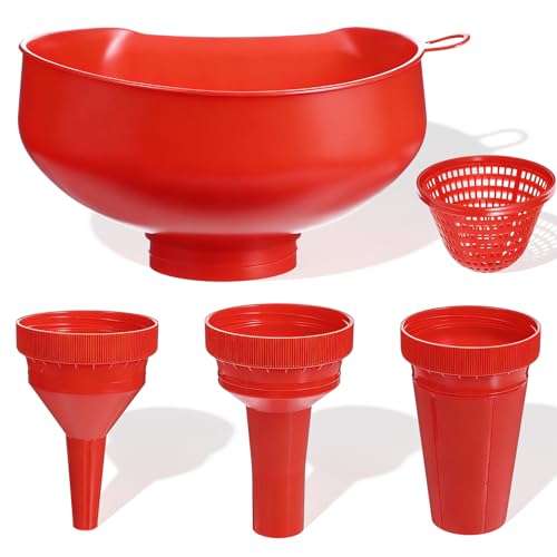 5 Pcs Wide Mouth Funnel, Food Grade Wide Funnels with Strainer Long Neck Plastic Funnels for Filling Bottles, Canning, Mason Jar, Shampoo, Liquids