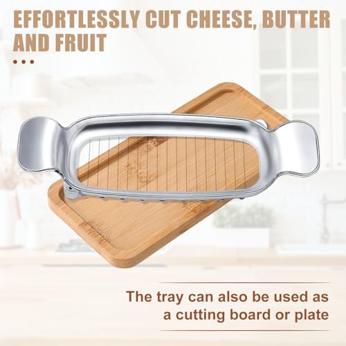 lasuroa Stainless Steel Cheese Cutter and Butter Slicer - Multifunctional Kitchen Food Tool for Block Cheeses and Butter - style: Butter Slicer+Trays