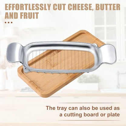 lasuroa Stainless Steel Cheese Cutter and Butter Slicer - Multifunctional Kitchen Food Tool for Block Cheeses and Butter - style: Butter Slicer+Trays