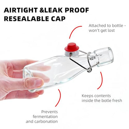 1Pc (5oz Round) clear Swing Top Brewing Bottles with Leak Proof Easy Caps, Glass Beer Bottle Flip Top Bottles For Kombucha, Kefir, Vanilla Extract, Beer (5oz Round) - size: 5.4 Ounces