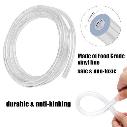 MRbrew Draft Beer Line with Barb Connector, Kegerator Accessory Kit Beer tower Brewing Tubing Hose, 5 Feet Clear Vinyl Tubing Draft Beer Dispensing 3/16" ID 7/16" OD Tubing Hose for Beer Tap D Coupler