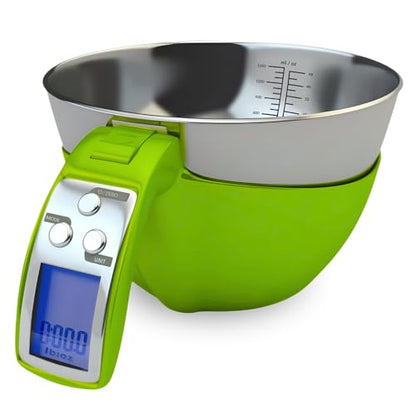 Fradel Digital Kitchen Food Scale with Bowl - 11lb, Grams & Ounces - Removable, Dishwasher-Safe Mixing Bowl - Green - color: Green