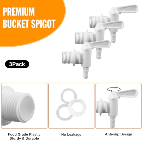 Fermentaion Bucket Spigot 5 Gallon Bucket Spigot, 3 Pack Plastic Bottling Bucket Fermenting Bucket Spigot for 5 Gallon Homebrew Wine Making Beer Fermenting Bucket Fermenter - size: 3 Pack