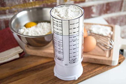 KitchenArt 23401 2 Cup Adjust-A-Cup, Plastic, White | Plunger Measuring Cup | Measures Between 1/8 Cup to 2 Cup | Includes Conversions | Kitchen Gadget | Measures Solids & Liquids - color: White/Clear - 2 Cup