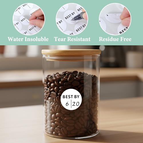 600PCS Expiration Date Pantry Labels, 1 Inch Circle Dot Small Blank Expiration Date Food Stickers, Best by Labels for Food-Containers, Storage, Freezer, Restaurant Food-Saver, Food-Service Prep