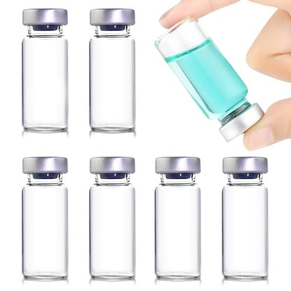 10 Pack 10ml Sealed Sample Vials, Transparent Glass Vials with Self Healing Injection Port - size: 10ML