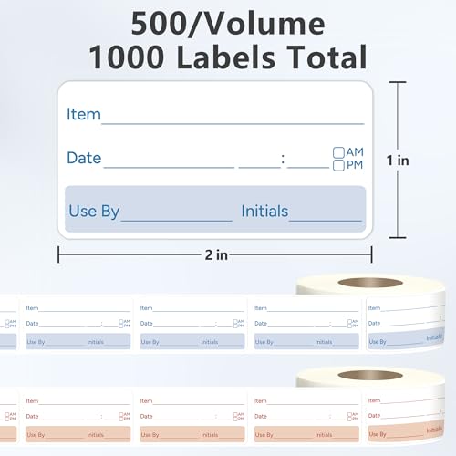 2 Rolls 1000 Pcs 1 X 2 inch Removable Food Date Sticker Labels, Easy to Write for Freezer, Refrigerator Food Containers Date Sticker, Leftover Labels (New-Blue-Red-US) - style: New-Blue-Red-US
