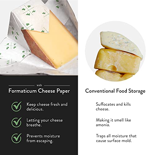 Formaticum 15-Pack Zero Cheese Storage Paper, Compostable, Biodegradable, and Plastic-Free Paper to Keep Cheese and Charcuterie Fresh, Kitchen Organization 9 x 13 Inches - size: 15-Pack-Sheets