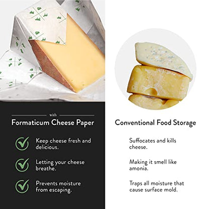 Formaticum 15-Pack Zero Cheese Storage Paper, Compostable, Biodegradable, and Plastic-Free Paper to Keep Cheese and Charcuterie Fresh, Kitchen Organization 9 x 13 Inches - size: 15-Pack-Sheets