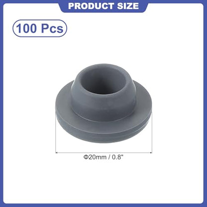PATIKIL 20mm Vial Rubber Stoppers, 100 Pack Mushroom Injection Ports Stopper for Opening Glass Vials and Liquid Culture Jars Bottles Tanks, Gray - size: 20mm