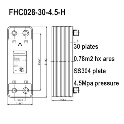 Female Thread Plate Wort Chiller Version 0.78m2 Heat Transfer 30 Plates SUS304 Stainless Steel Brazed Plate Heat Exchanger