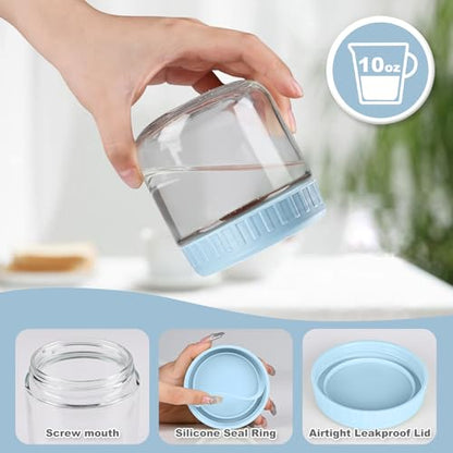 SHOWIN Overnight Oats Containers with Lids, 10oz Glass Jars with Lids 8 pcs, Light Blue, Wide Mouth Mason jars for Salad, Yogurt, Snacks, Meal Prep - color: Light Blue, size: 10oz-8pc
