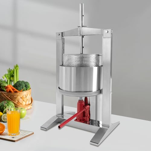 Fruit Wine Press, 20L/5.28Gal Stainless Steel Hydraulic Jack Press Extractor, Manual Juice Maker, Wine Making Equipment Manual Press Machine for Wine and Juice Making - size: 20L/5.28 Gal