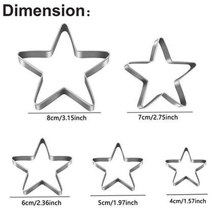 Stars Cookie Cutter, Pack of 5 - style: B-Star