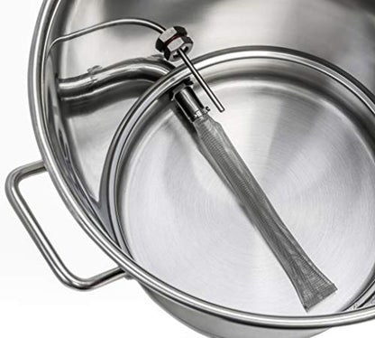 BREWSIE Stainless Steel Home Brew Kettle w/Dual Filtration. Equip with False Bottom Thermometer and Ball Valve for Brewing (8 Gal/ 32 QT)… - size: 8 Gal/ 32 QT