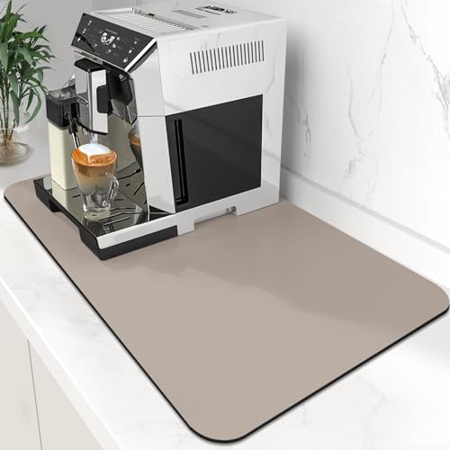 WISELIFE Coffee Mat Super Absorbent Dish Drying Mat Bar Accessories Match with Coffee Machine Large Drying Mats for Kitchen Counter 12" W x 19" L, Khaki - color: Khaki, size: 19" x 12"