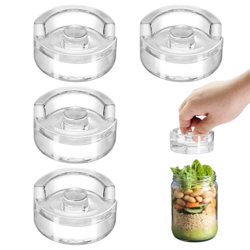 4Pcs Fermentation Glass Weights with Easy Grip Handles, Clear Canning Weights and Pickling Glass Weight for Wide Mouth Mason Jars, Fermenting Kit, Kimchi, Sauerkraut (4)