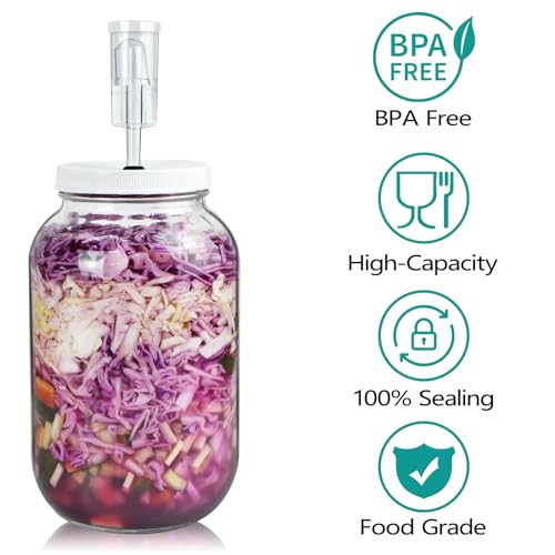 Artcome 2 Pack 1 Gallon Fermentation Jars with Airlocks & Lids - Transform Gallon Jar Into a Fermenter - Perfect for Pickles, Hard Kombucha, Beer, Wine, Cider - Gallon Lid with Econolock Airlock