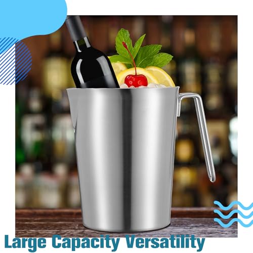 2 Pcs 1 L/32 oz Large Stainless Steel Pitcher with Lid, Metal Measuring Cup, Large Mouth Graduated Beakers with Handle, Milk Frothing Jug for Espresso Machine, Latte Art, Hot/cold Water - size: 1 L/32 oz