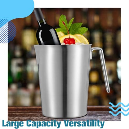 2 Pcs 2 L/70 oz Large Stainless Steel Pitcher with Lid, Metal Measuring Cup, Large Mouth Graduated Beakers with Handle, Milk Frothing Jug for Espresso Machine, Latte Art, Hot/cold Water - size: 2 L/70 oz