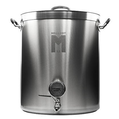 Northern Brewer - MegaPot Stainless Steel Brew Kettle with Volume Markings (20 Gallon w/Valve and Thermometer) - size: 20 Gallon