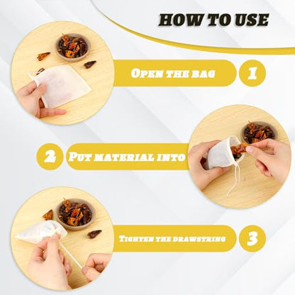 Spice Bags for Cooking, 30PCS Muslin Drawstring Soap Bags Reusable Empty Tea Bags for Loose Tea Sachet Bags Cheese Cloth Bags for Straining 3x4 Inch
