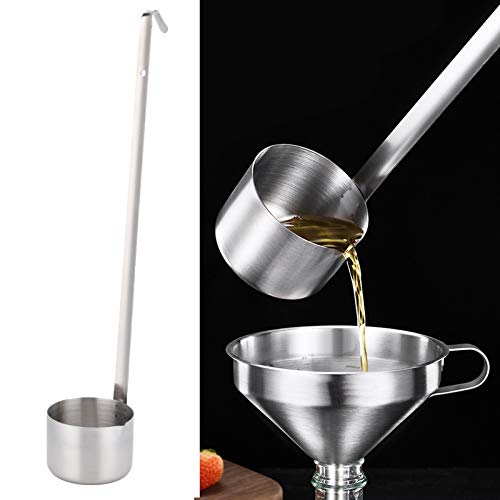 BORDSTRACT Wine Ladle, Stainless Steel Long Handle Wine Dipper Flat Bottom Oil Vinegar Sauce Ladle Wine Measuring Cup Dipper Spoon with Hook for Pouring Sauce Oil Coffee Beer(250ml)