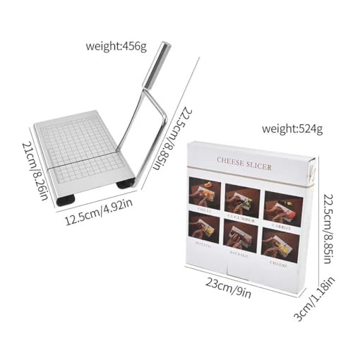 Stainless Steel Cheese Slicer with Measurement Grid Board,metal blade, Professional Cutter for Block Cheese