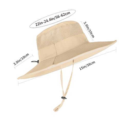 Sun Hats for Men Women Fishing Hat UPF 50+ Breathable Wide Brim Summer UV Protection Hat - color: 1pack-beige