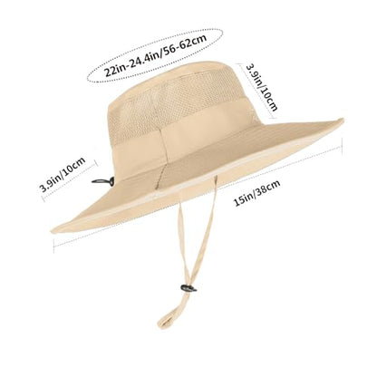Sun Hats for Men Women Fishing Hat UPF 50+ Breathable Wide Brim Summer UV Protection Hat - color: 1pack-beige
