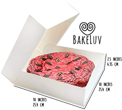 BAKELUV Pie Boxes 10x10x2.5 Inch | White / 12 pcs/Auto-Popup | Bakery/Pastry/Treats/Cookies/Cheesecake/Cake/Muffins/Donuts - color: White, size: 12