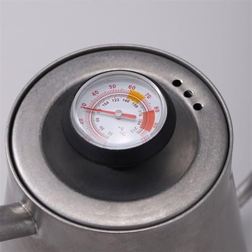 Stainless Steel Coffee Kettle 650ml - Outdoor Camping Pot with Thermometer, Long Spout, Anti-Scald Design - Perfect for Boiling Water and Brewing Coffee Silver 650ML - color: Silver