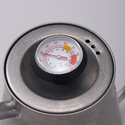 Stainless Steel Coffee Kettle 650ml - Outdoor Camping Pot with Thermometer, Long Spout, Anti-Scald Design - Perfect for Boiling Water and Brewing Coffee Silver 650ML - color: Silver
