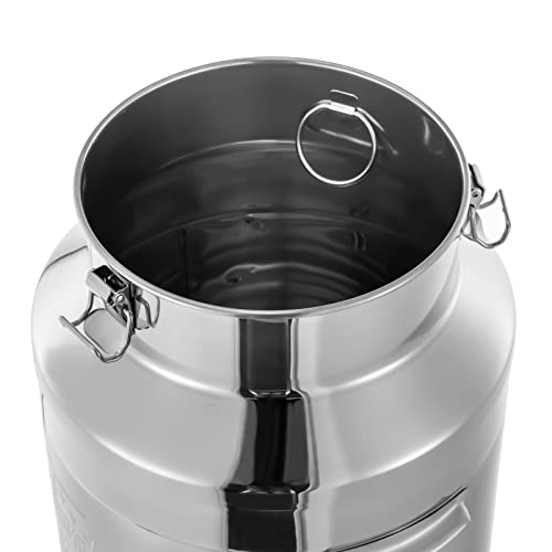 35L/9.24Gal Milk Can with Faucet, 304 Stainless Steel Milk Transport Cans Wine Pail Bucket Tote Jug Pot Oil Liquid Storage Barrel with 2 Handles Milk Container with Lid for Grain Wine Liquid - color: 35l-9.24gal With Faucet