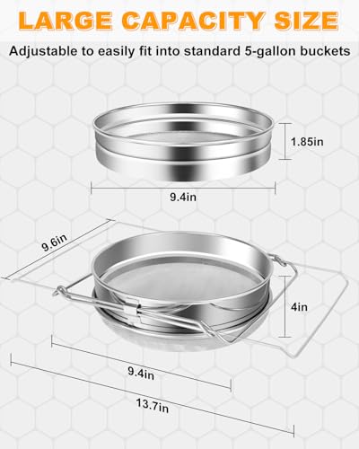 CIMALAB Stainless Steel Honey Strainer, Double Sieve Honey Filter, Honey Filters for 5 Gallon Bucket & CIMALAB Honey Refractometer for Moisture, Brix and Baume, Brix Meter Refractometer with ATC