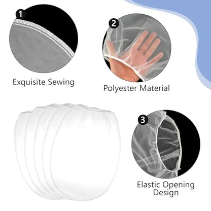 10 PCS Paint Strainer Bags 5 Gallon, Paint Filter Bag White Fine Mesh Strainer Bags, Elastic Top Opening Mesh Bag for Gardening, Paint