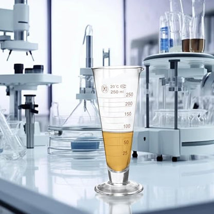Professional Lab Graduated Measuring Cup with Spout 250ml Wide Mouth Glass Conical Beaker Thickened Borosilicate Beaker Heat Resistant (250ml) Transparent - size: 250ml