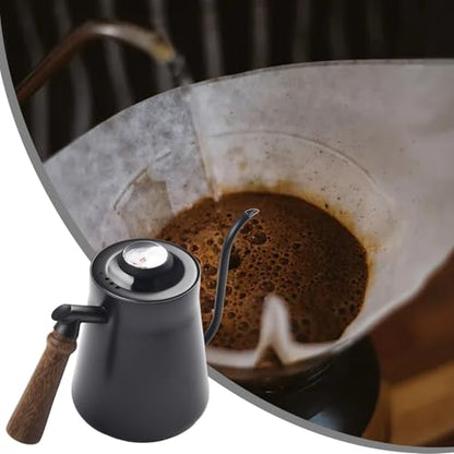 Gooseneck Kettle with Thermometer, 650-850ML for Stainless Steel Pour Over Coffee Pot with Narrow Spout Precise Brewing, Manual Drip Teapot Home and Cafe