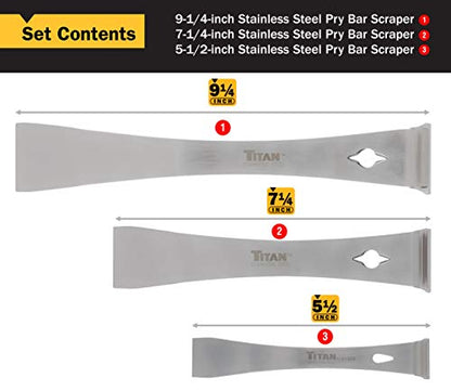 Titan 17007 3-Piece Stainless Steel Pry Bar Scraper Set - size: 3 Piece Set