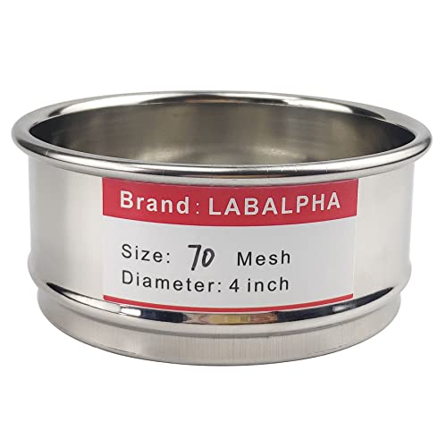 LABALPHA 70 Mesh Lab Sieves, Test Sieve #70 Mesh, 4'' Diameter, 304 Stainless Steel Wire Cloth (0.22mm) - size: 70 mesh (0.22mm)