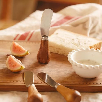 Stainless Steel Butter Knife Spreader Cheese Spreader Knives with Handle | Mini Serving Tongs with Bamboo Handle,cheese cutter for Charcuterie Board Sandwich Appetizers Cocktail Spreading 2PCS
