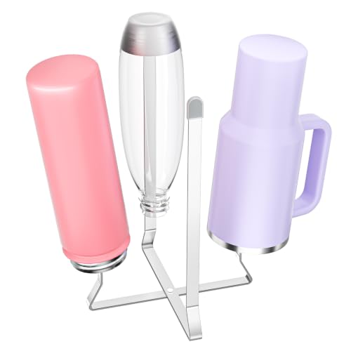 Foldable Water Bottle Drying Rack, Stainless Steel Tumbler Dryer Stand for Kitchen Counter, Multifunctional Space-Saving Cup Drainer for Bottles, Baby Bottles, Glasses & Reusable Bag (Silver, 1PC)