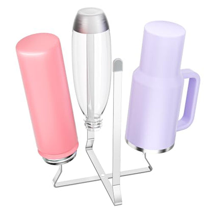 Foldable Water Bottle Drying Rack, Stainless Steel Tumbler Dryer Stand for Kitchen Counter, Multifunctional Space-Saving Cup Drainer for Bottles, Baby Bottles, Glasses & Reusable Bag (Silver, 1PC)