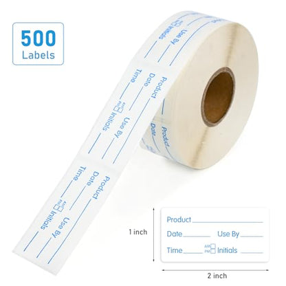 L LIKED 500 Stickers Use by 1 x 2 Inch Blue Dissolvable Food Storage Labels for Containers - color: Blue