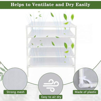 Colingmill 5 Layer Herb Drying Rack Drying Net Dryer Stand 23.6 x 23.6 Inch Herb Dryer Storage Rack for Fresh Herbs Flowers Tea Fruits Vegetables Plant Pasta Dry Laundry Clothes Specimens